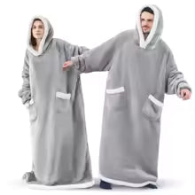 180cm Super Long Flannel Blanket Pyjamas with Sleeves Winter Hoodies Sweatshirt Women Men Pullover Fleece Giant Oversized Outdoo