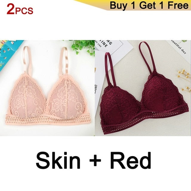 Bralette Seamless Deep V Lace Bras