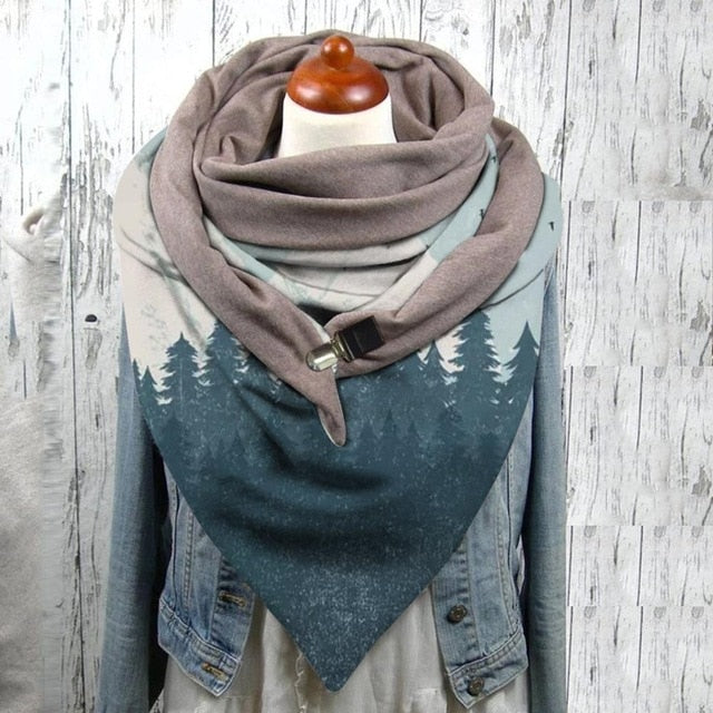 Floral Print Ethnic Scarf Women