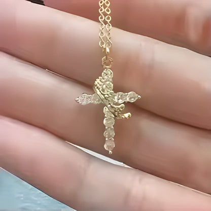 2025 Hot Sale AAAA Cubic Zircon Plated 18K Gold 50cm Length Men Women Cross Necklace Crown Rotatable Hang Jewelry Drop Shipping