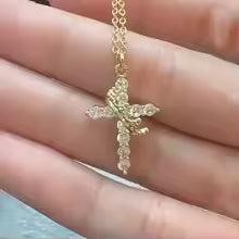 2025 Hot Sale AAAA Cubic Zircon Plated 18K Gold 50cm Length Men Women Cross Necklace Crown Rotatable Hang Jewelry Drop Shipping