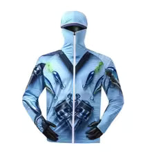 Long Sleeve Fishing Jerseys Quick Drying Sun Protection Fishing Shirt Newest Men's Fishing Clothing Hoodies With Zipper And Mask