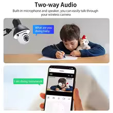 E27 Bulb Surveillance Outdoor Security Camera Automatic Night Vision Color Indoor Motion Detection Focus Zoom WiFi Camera