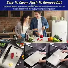 WXCOO Stainless Steel Chopping Board Kitchen Household Thickened Double Sided Fruit Cutting Board Block Kneading Dough Board