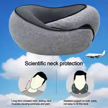 Portable Travel Neck Pillow Memory Foam U-Shaped Snail Style Adjustable Soft Travel Sleep Pillow for Car Plane Train Office