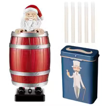 Funny Uncle Santa Cigarette Dispenser Case Automatic Cigarette Box Holder Spoof Wooden Barrel Cigarette Box Christmas Party Gift