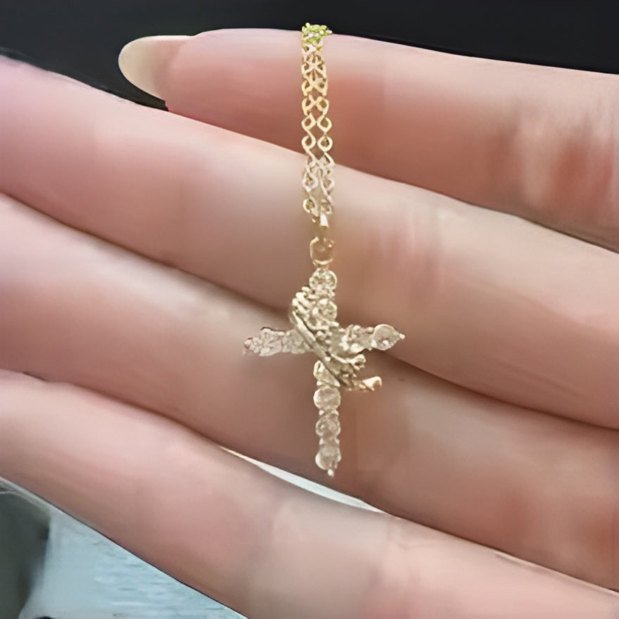 2025 Hot Sale AAAA Cubic Zircon Plated 18K Gold 50cm Length Men Women Cross Necklace Crown Rotatable Hang Jewelry Drop Shipping
