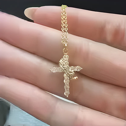 2025 Hot Sale AAAA Cubic Zircon Plated 18K Gold 50cm Length Men Women Cross Necklace Crown Rotatable Hang Jewelry Drop Shipping