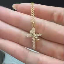 2025 Hot Sale AAAA Cubic Zircon Plated 18K Gold 50cm Length Men Women Cross Necklace Crown Rotatable Hang Jewelry Drop Shipping