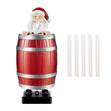 Funny Uncle Santa Cigarette Dispenser Case Automatic Cigarette Box Holder Spoof Wooden Barrel Cigarette Box Christmas Party Gift