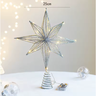🕯️LED Lighted Christmas Tree Topper Star – Warm Glow String Lights for Tree & Holiday Décor