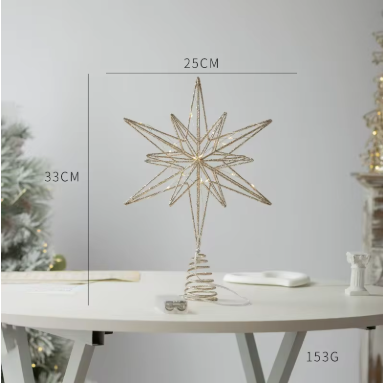 🕯️LED Lighted Christmas Tree Topper Star – Warm Glow String Lights for Tree & Holiday Décor