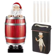 Funny Uncle Santa Cigarette Dispenser Case Automatic Cigarette Box Holder Spoof Wooden Barrel Cigarette Box Christmas Party Gift