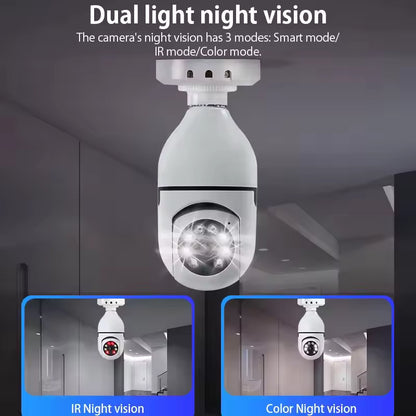 E27 Bulb Surveillance Outdoor Security Camera Automatic Night Vision Color Indoor Motion Detection Focus Zoom WiFi Camera
