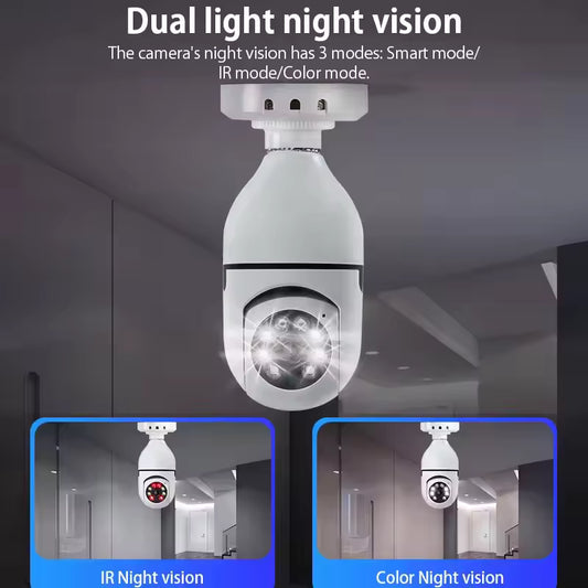 E27 Bulb Surveillance Outdoor Security Camera Automatic Night Vision Color Indoor Motion Detection Focus Zoom WiFi Camera