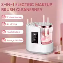 3 IN 1 Electric Makeup Brush Cleaner Machine With Makeup Brush Dryer-Holder-Portable Automatic USB Cosmetic Brushes Cleaner Tool