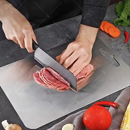 WXCOO Stainless Steel Chopping Board Kitchen Household Thickened Double Sided Fruit Cutting Board Block Kneading Dough Board