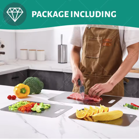 WXCOO Stainless Steel Chopping Board Kitchen Household Thickened Double Sided Fruit Cutting Board Block Kneading Dough Board