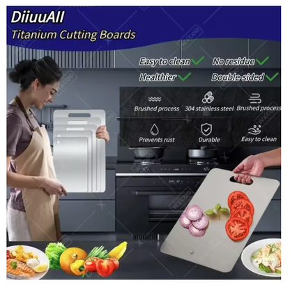 WXCOO Stainless Steel Chopping Board Kitchen Household Thickened Double Sided Fruit Cutting Board Block Kneading Dough Board