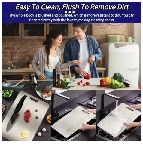 WXCOO Stainless Steel Chopping Board Kitchen Household Thickened Double Sided Fruit Cutting Board Block Kneading Dough Board