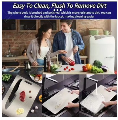 WXCOO Stainless Steel Chopping Board Kitchen Household Thickened Double Sided Fruit Cutting Board Block Kneading Dough Board