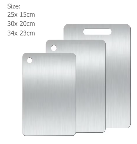 WXCOO Stainless Steel Chopping Board Kitchen Household Thickened Double Sided Fruit Cutting Board Block Kneading Dough Board