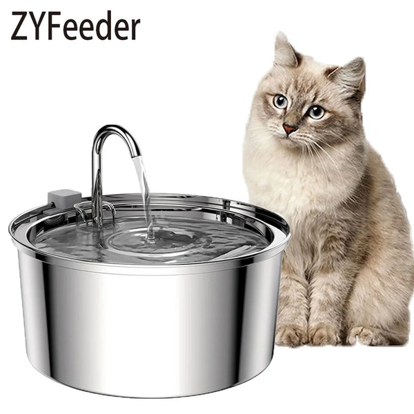 Premium Stainless Steel Pet Fountain – Silent Circulating Water Bowl for Cats & Small Dogs