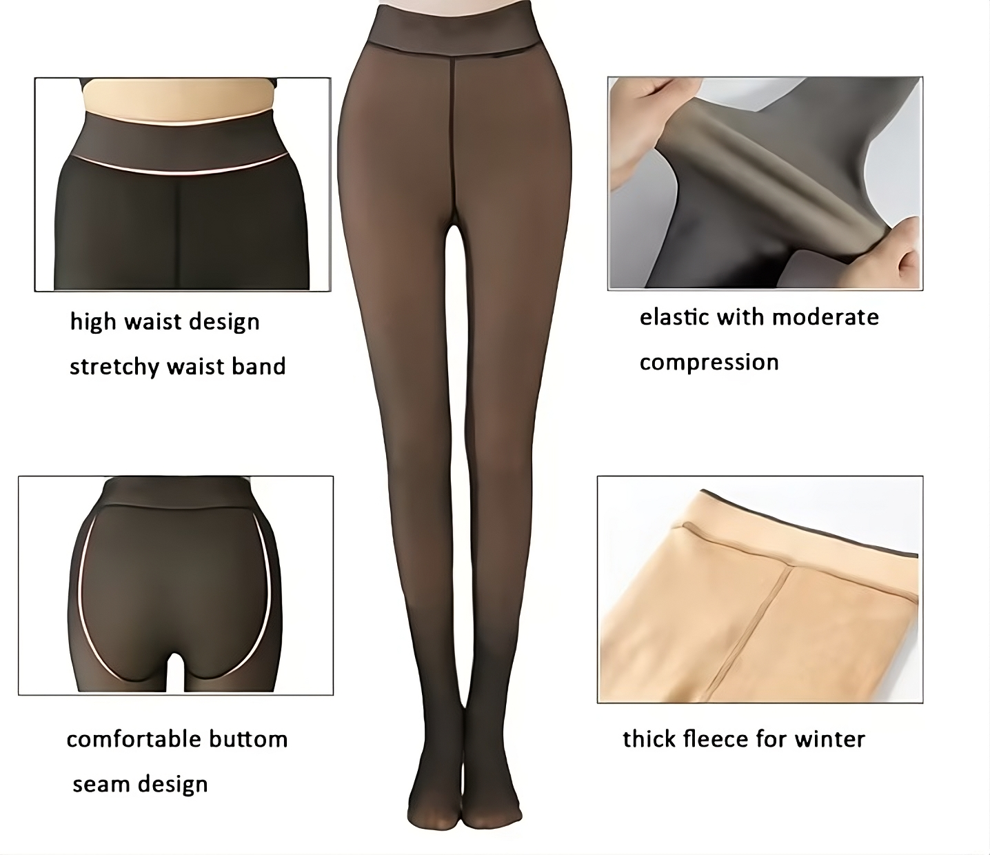 Fleece Thermal Leggings Sexy Translucent Legging Seamless Women High Waist Pantyhose Winter Warm Elasticity Stockings