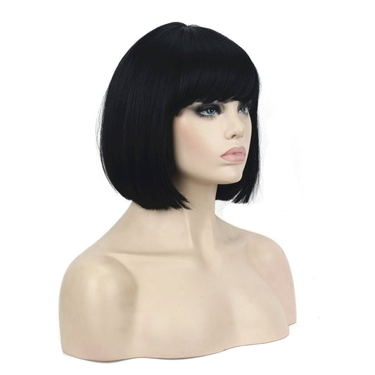 Short Straight Natural Synthetic Capless Wig