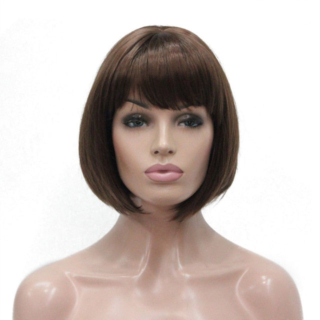 Short Straight Natural Synthetic Capless Wig