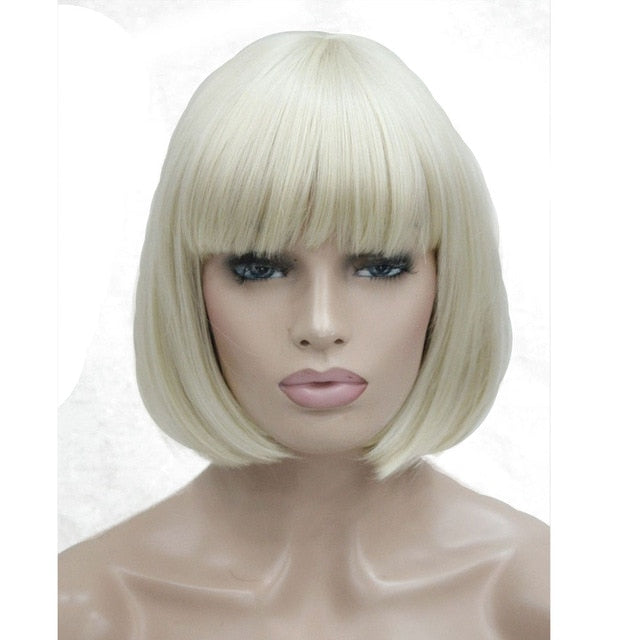 Short Straight Natural Synthetic Capless Wig