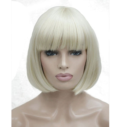 Short Straight Natural Synthetic Capless Wig