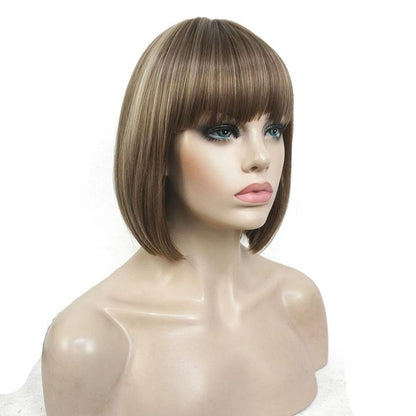 Short Straight Natural Synthetic Capless Wig