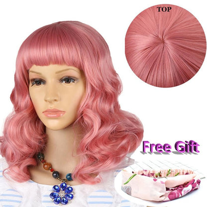 Straight Black Synthetic Wigs With Bangs