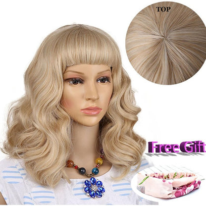 Straight Black Synthetic Wigs With Bangs