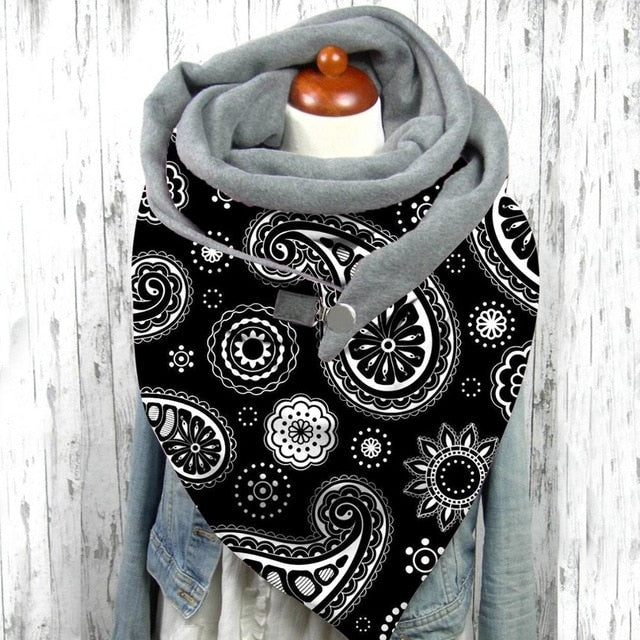 Floral Print Ethnic Scarf Women