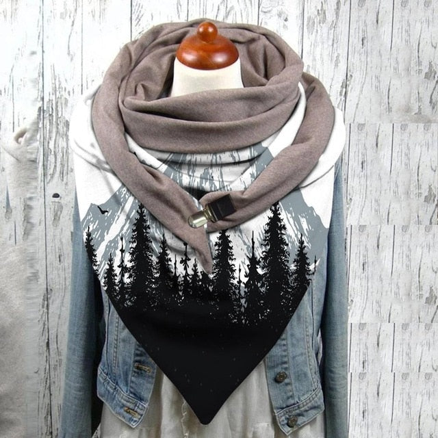 Floral Print Ethnic Scarf Women