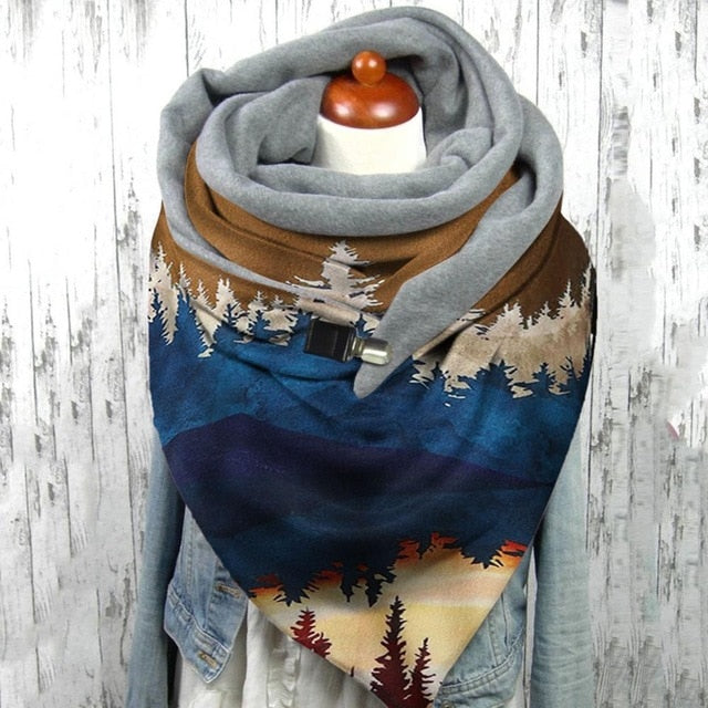 Floral Print Ethnic Scarf Women