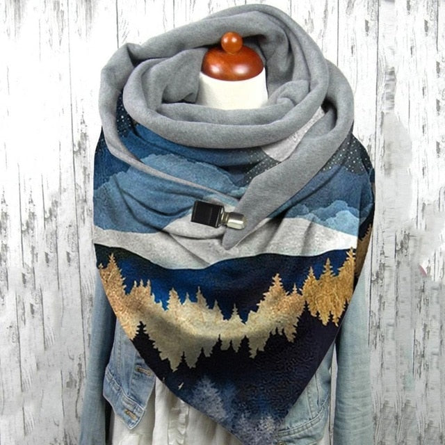Floral Print Ethnic Scarf Women