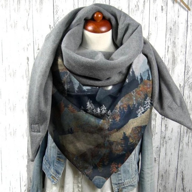 Floral Print Ethnic Scarf Women