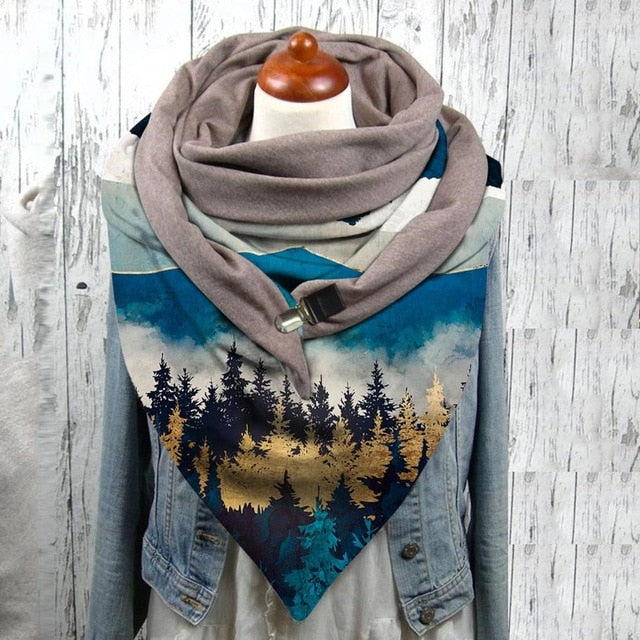 Floral Print Ethnic Scarf Women