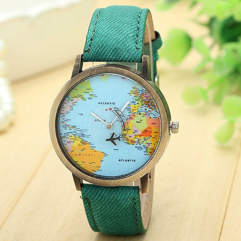 Denim Fabric Global Travel Watches